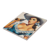 Retro Wild West Pin-up Tegeltje (Zijkant)