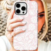 Retro Wilde Bloem Blozend Roze Bloemige Monogram Case-Mate iPhone Case