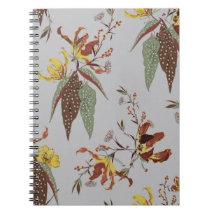 Retro wilde bloem stemming, botanische planten notitieboek