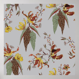 Retro wilde bloem stemming, botanische planten poster