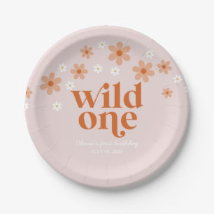 Retro wilde één madeliefje boho eerste verjaardag papieren bordje