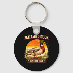 Retro wilde eend vissers club sleutelhanger