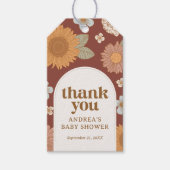 Retro Wildflower Baby shower Dank u Cadeaulabel (Voorkant)