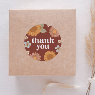 Retro Wildflower Baby shower Dank u Ronde Sticker