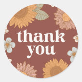 Retro Wildflower Baby shower Dank u Ronde Sticker (Voorkant)