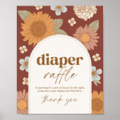 Retro Wildflower Baby shower Luier Raffle Teken Poster (Voorkant)