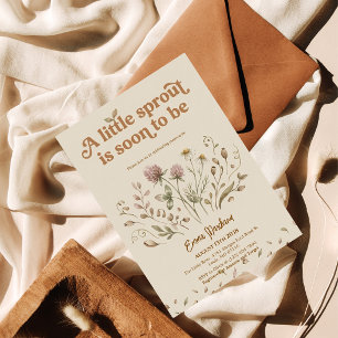 Retro Wildflower Baby Shower Uitnodiging