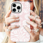 Retro Wildflower Blush Roze Bloemen Monogram Case-Mate iPhone Case