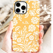 Retro Wildflower Geel Bloemmonogram Case-Mate iPhone Case