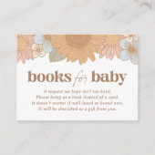Retro Wildflower Meisje Baby shower Boeken voor Ba Informatiekaartje (Voorkant)