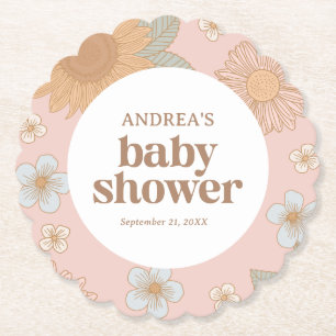 Retro Wildflower Meisje Baby shower Kartonnen Onderzetters