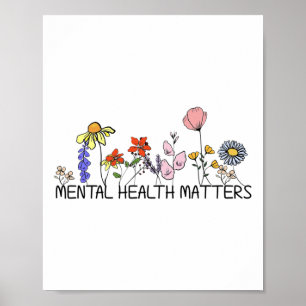 Retro Wildflower Mental Health Problemen Awareness Poster