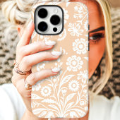 Retro Wildflower Perzik Bloemenmonogram Case-Mate iPhone Case