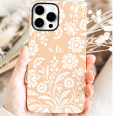 Retro Wildflower Perzik Bloemenmonogram Case-Mate iPhone Case