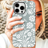 Retro Wildflower Sage Groene Bloemmonogram Case-Mate iPhone Case