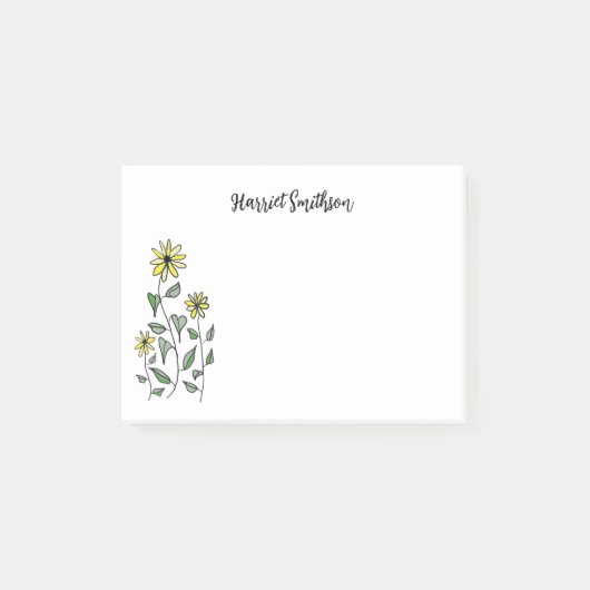 Retro Wildflower Specialized Daisy Art Fun Boho Post-it® Notes (Voorkant)