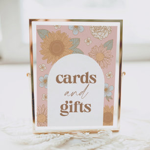 Retro Wildflower Verjaardagskaarten en Cadeaubordj Poster