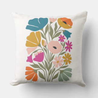 Retro-wildflower-werpkussen in mid-century modern- kussen