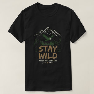 Retro Wildlife Berg Wandelen Blijf Wild Uitrusting T-shirt