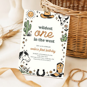 Retro Wildste Cowboy Westerse 1e Verjaardag Kaart