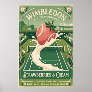 Retro Wimbledon Poster, Tennisbaan en Poster