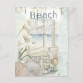 Retro Window Beach Scene Subliving Briefkaart (Voorkant)