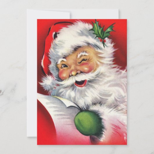 Retro Winking Sinterklaas Aangepaste Kerstmis Kaart (Voorkant)