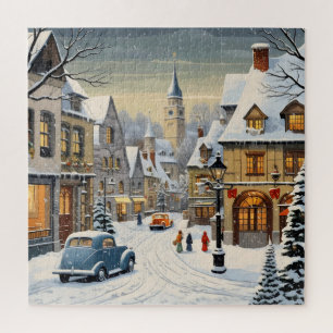 Retro Winter Cityscape Legpuzzel
