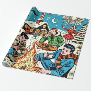 Retro Winter Comics Cadeaupapier