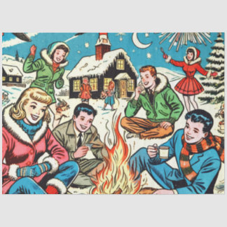 Retro Winter Comics Tissuepapier