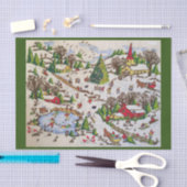Retro  Winter Holiday Scene Tissuepapier (Craft)
