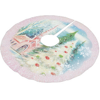 Retro Winter Kerk Kerstvakantie Boom Kleed Kerstboom Rok