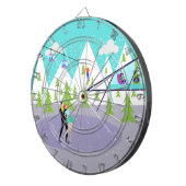 Retro Winter Ski Resort Dart Board Dartbord (Voorkant Rechts)