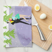 Retro Winter Ski Resort Kitchen Towel Theedoek (Quarter Fold)