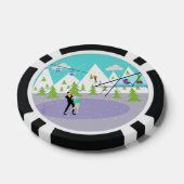 Retro Winter Ski Resort Poker Chip (Enkel)