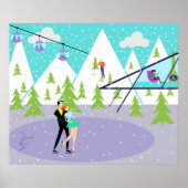 Retro Winter Ski Resort Poster (Voorkant)