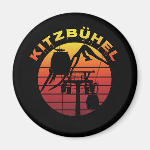 Retro Winter Ski Tirol Kitzbühel Sunset Magneet