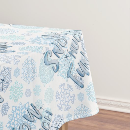 Retro Winter Snowflakes Funny SNOW MUCH FUN Tafelkleed (Voorbeeld)