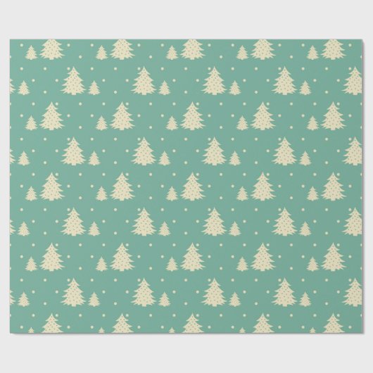 Retro Winter Trees op Turquoise Cadeaupapier (Vlak)