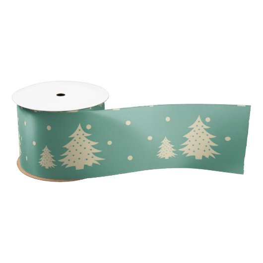 Retro Winter Trees op Turquoise Lint (Spoel)