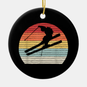 Retro Wintersport Skiën Keramisch Ornament