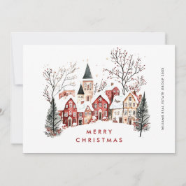  Retro Winterstad Kerstmarkt Bedrijf Feestdagenkaart