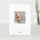  retro wintervrouw sneeuwrood grijs wit kaart (Achterkant)