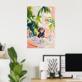 Retro Wirehaired Pointing Griffon Poster (Bureau à domicile)