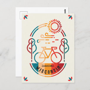 Retro Wisconsin Fietsroute Briefkaart