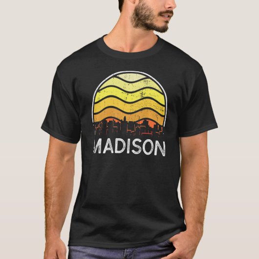 Retro Wisconsin Madison Visitors Skyline U T-shirt (Voorkant)