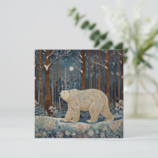 Retro wit beer boho winterbos kaart (Staand voorkant)