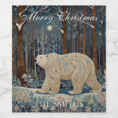 Retro wit beer boho winterbos personaliseren wijn etiket (Enkel label)