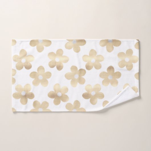 Retro Wit Goud Daisy Bloemen Bad Handdoek (Handdoek)