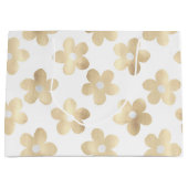 Retro Wit Goud Daisy Bloemen Groot Cadeauzakje (Voorkant)